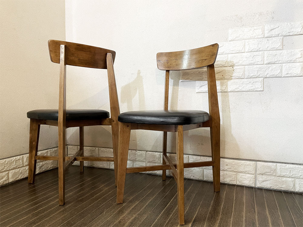 ジャーナルスタンダードファニチャー j.s.F シノン CHINON CHAIR ダイニングチェア ラバーウッド材 PVCレザー ブラック 定価￥27,500- 2脚 中古品  買い取りしました。
