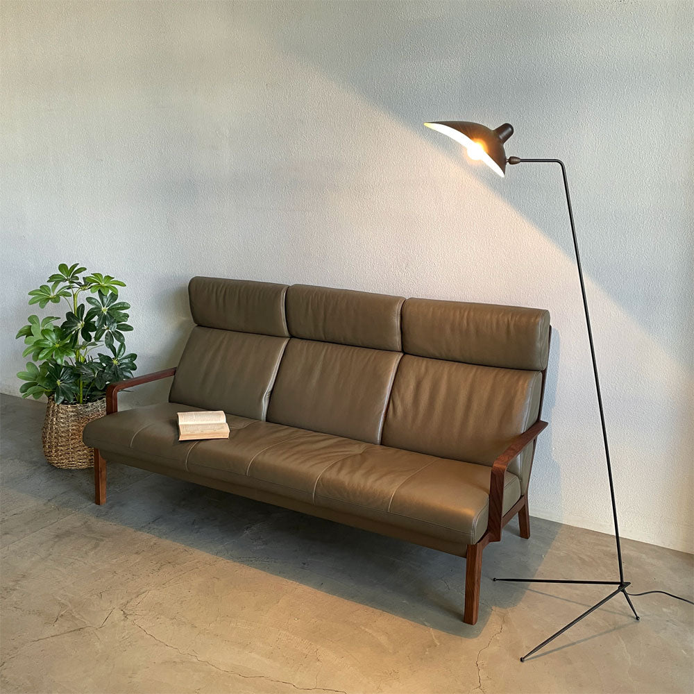 カリモク karimoku ハイバック ベンチ ソファ 3シーター WU4653 無垢 ウォールナット × 本革 ソフトグレイン クッション脱着可 参考価格￥462,000- ～ 匠の拘りが詰め込まれたノルディックモダンスタイルのベンチソファ ～