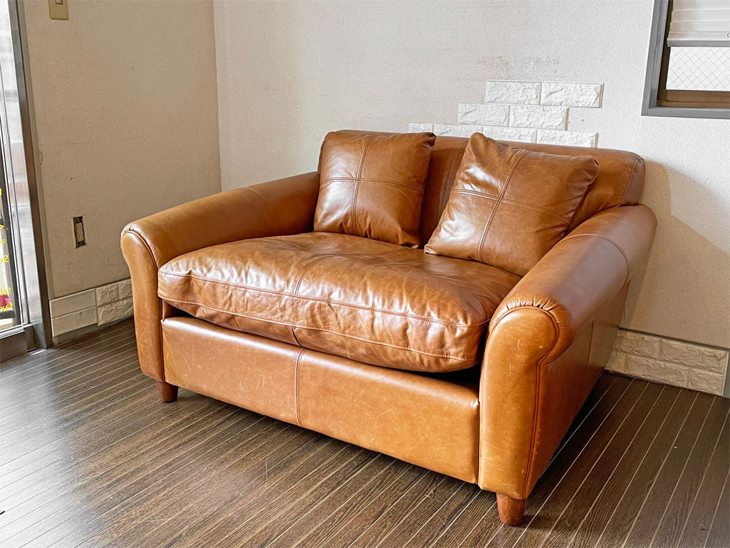 ハロ HALO ギル Gil 1.5P ソファ 総本革張り ブラウン系 クッション2個付き アスプルンド取扱 定価￥253,000- イギリス 英国家具  中古品  買い取りしました。