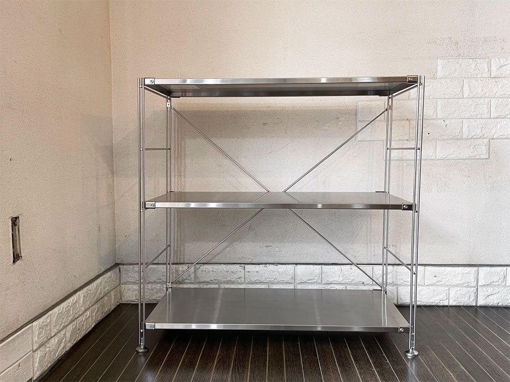 無印良品 MUJI ステンレスユニットシェルフ ワイド ステンレス棚セット 小 W86cm オープンシェルフ 本棚 飾り棚 収納棚 定価￥20,900-  中古品  買い取りしました。