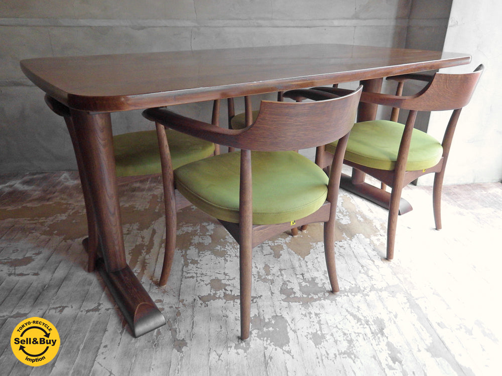 飛騨産業 HIDA キツツキ クレセント アームチェア CRECENT Arm Chair SG260A オーク材 WD色 佐々木敏光 デザイン 4脚 & 森のことば ibuki ダイニングテーブル W150 中古品 買い取りしました。