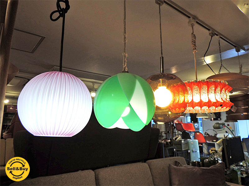 昭和レトロポップ ボール ガラス ペンダントライト 60's~70's ビンテージ スペースエイジ 各種 中古品 買い取りしました。