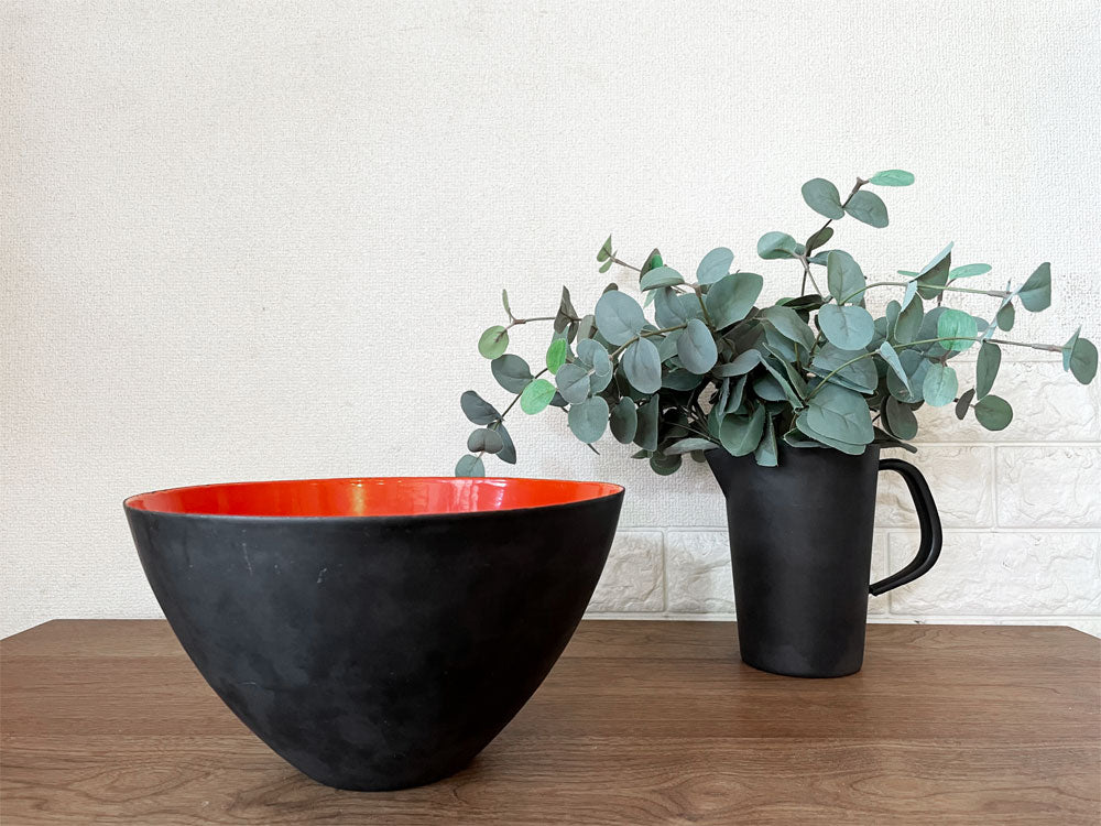 クレニット Krenit ピッチャー ジャグ アボガドグリーン & ボウル バーミリオン ヘルベルト・クレンチェル Herbert Krenchel デンマーク 北欧ビンテージ 中古品  買い取りしました。