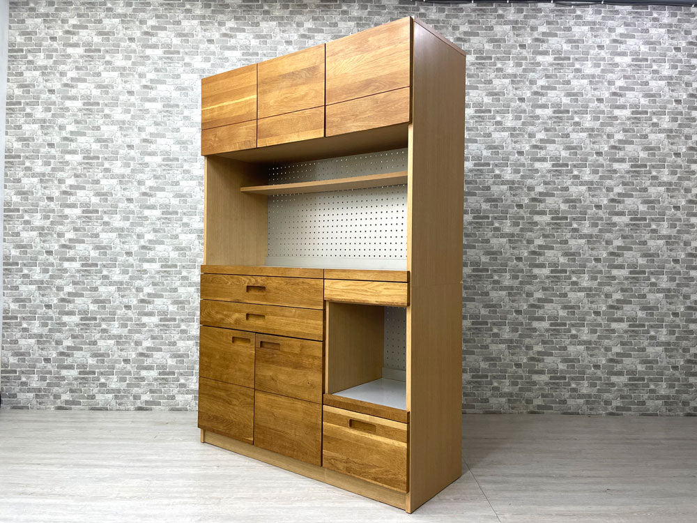 ウニコ unico ヒュッテ HUTTE キッチンボード レンジボード オーク無垢材 メラミン化粧板 Ｗ120cm ナチュラルデザイン 廃番 定価￥156,450- 中古品 買い取りしました。