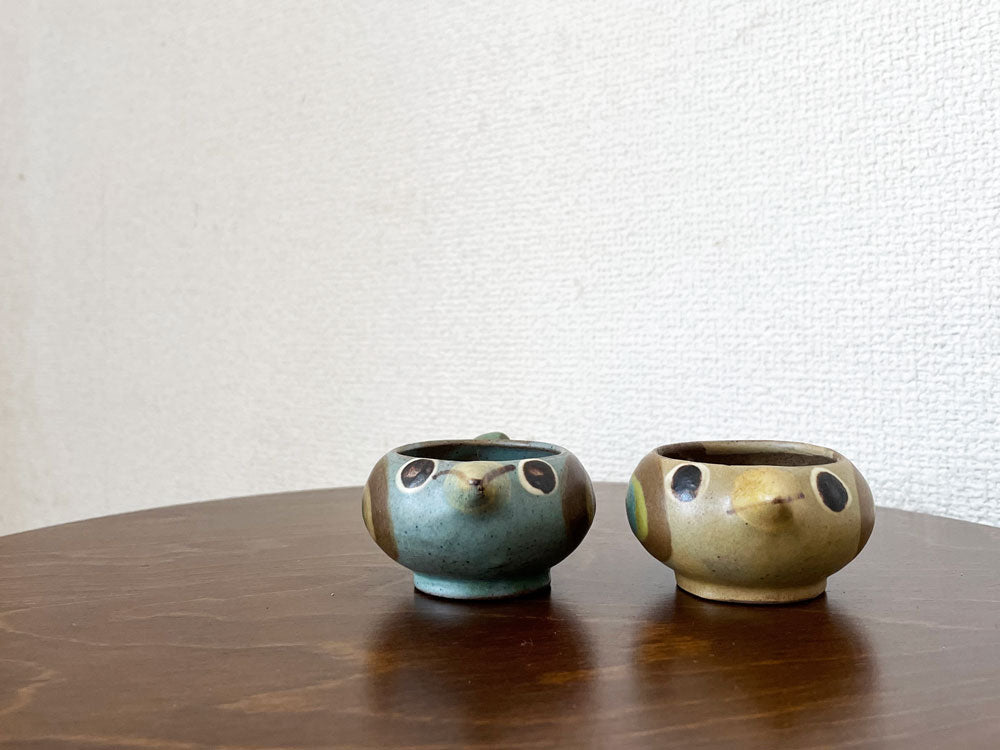 ディブダール Dybdahl 小鳥 エッグカップ ソルト入れ イエロー & ブルー Margrethe Dybdahl デンマーク 北欧ビンテージ  中古品  買い取りしました。