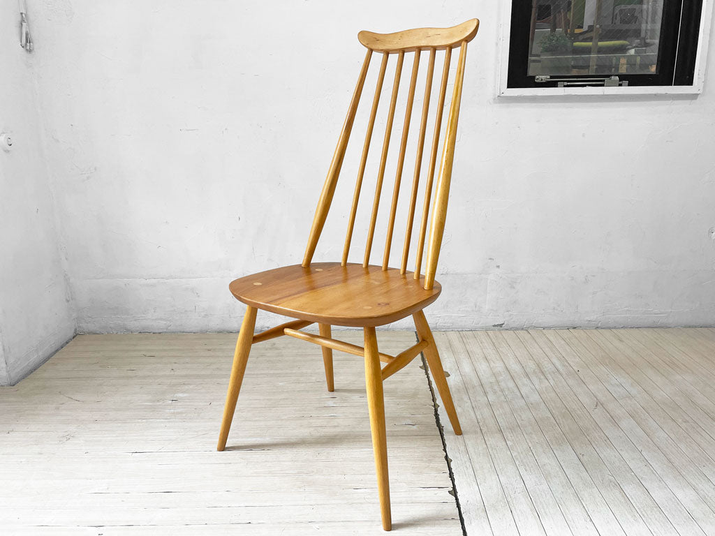 アーコール ERCOL ゴールドスミス ダイニングチェア ハイバック スティックバック エルム材×ビーチ材 ナチュラルカラー 英国家具 UKビンテージ 中古品 買い取りしました。