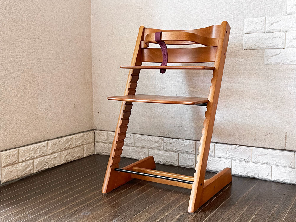 ストッケ STOKKE トリップトラップ TRIPP TRAPP ベビーチェア キッズチェア チェリー S/Nなし 木製ガード 本革ベルト付き ノルウェー 北欧家具  中古品  買い取りしました。