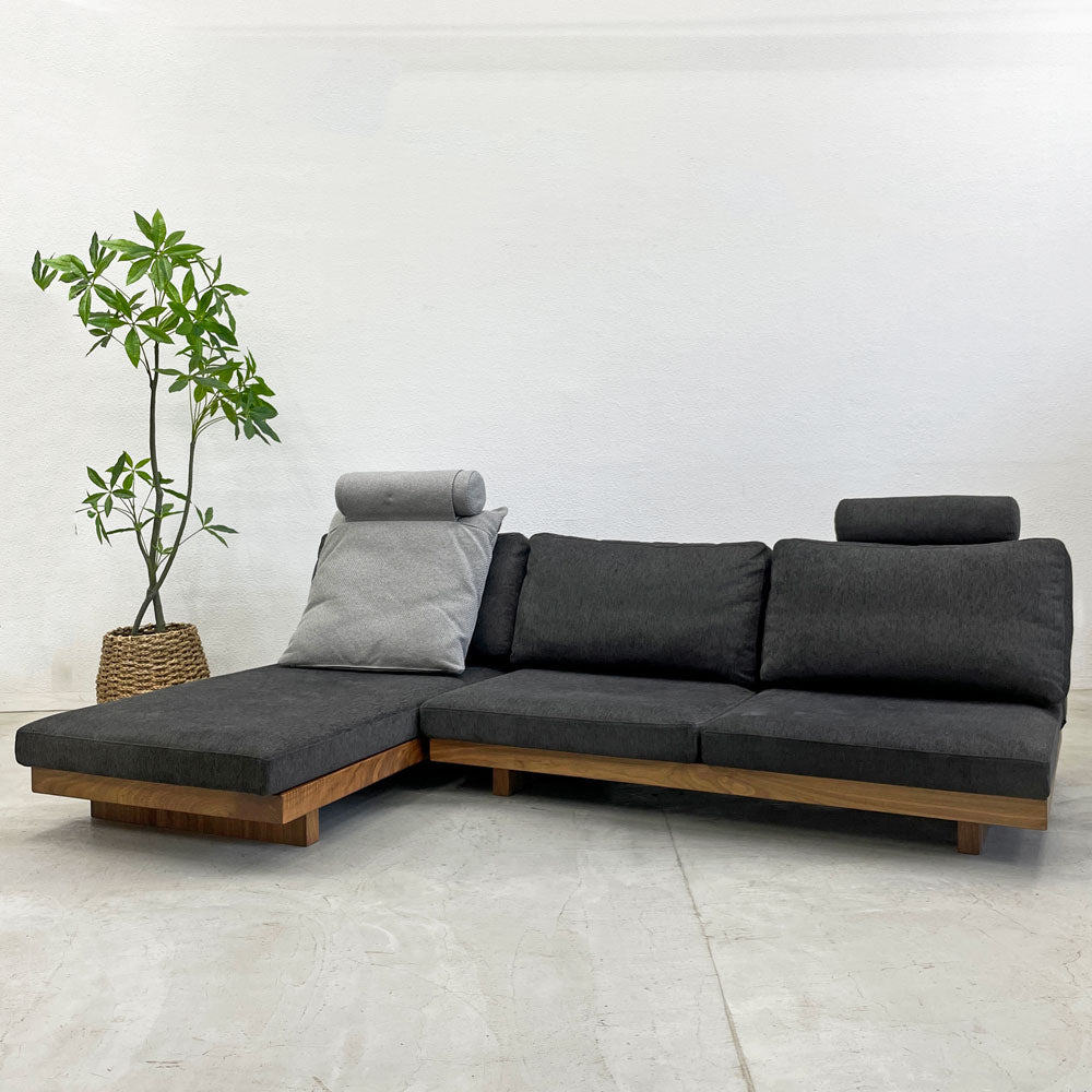 マスターウォール MASTERWAL デニッシュ ソファ DANISH SOFA 2シーター+カウチソファ 替えカバー ヘッドレスト付き ウォールナット無垢材 アカセ木工 定価624,000円+α〓～これから歩むアンティーク家具への歴史～