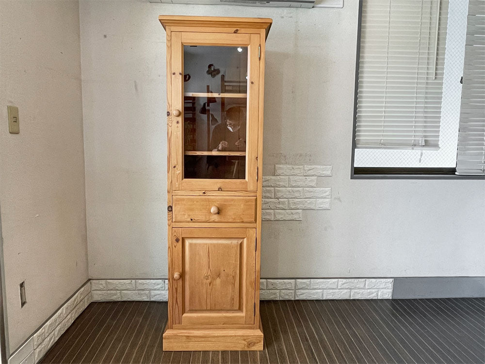 ペニーワイズ THE PENNY WISE パイン無垢材 カップボード 食器棚 スリムキャビネット 1ドロワー W55cm 英国カントリー  中古品  買い取りしました。