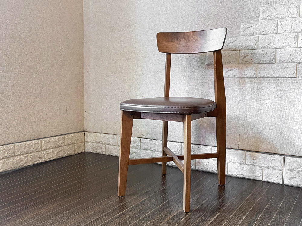 ジャーナルスタンダードファニチャー j.s.F シノン CHINON CHAIR VL ダイニングチェア ラバーウッド材 PVCレザー ブラウン系 定価￥27,500- A  中古品  買い取りしました。