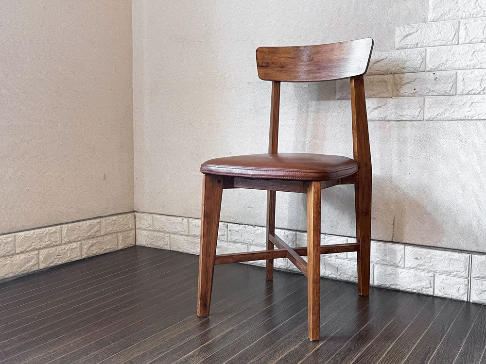 ジャーナルスタンダードファニチャー j.s.F シノン CHINON CHAIR VL ダイニングチェア ラバーウッド材 PVCレザー ライトブラウン系 定価￥27,500- B  中古品  買い取りしました。