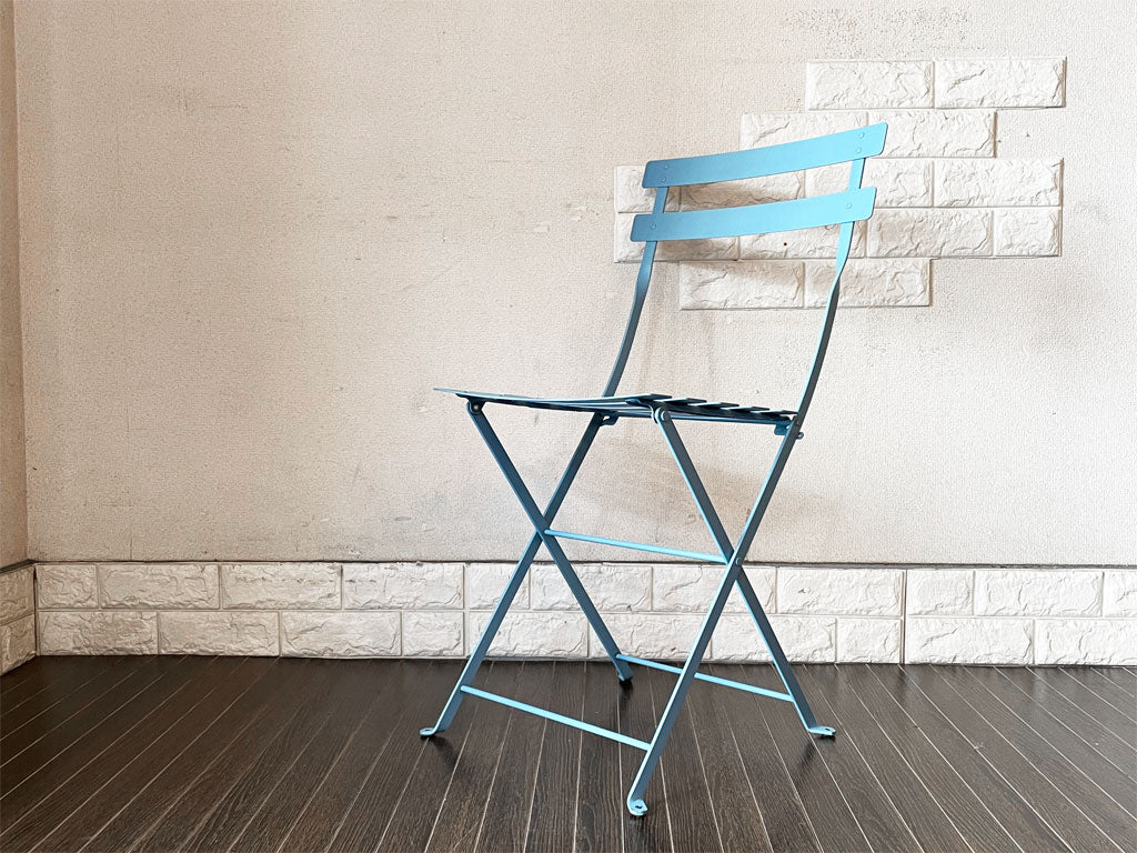 フェルモブ Fermob ビストロ BISTRO メタルチェア METAL CHAIR フォールディングチェア ガーデンチェア ブルー系 フランス 定価￥16,500- 中古品  買い取りしました。