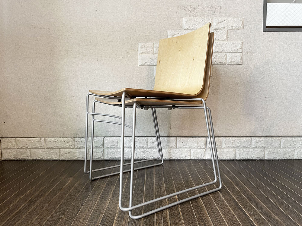 ワイスワイス WISE WISE スウィング SWING D-301 スタッキングチェア ダイニングチェア シラカバ材 スチールレッグ シンプルモダン 計2脚  中古品  買い取りしました。