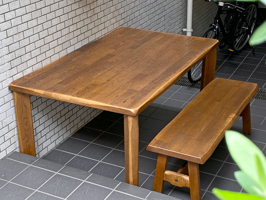 イバタインテリア やすら木 オーク無垢材 ダイニングテーブル & 木庵 オーク無垢材 ベンチ 飛騨家具 　中古品 買い取りしました。