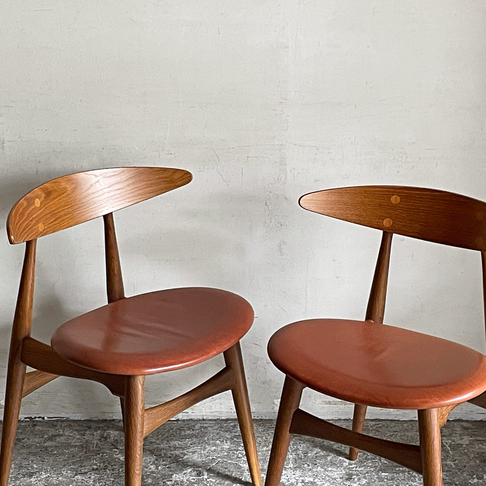 カールハンセン＆サン Carl Hansen & Son CH33P オーク材 レザーシート 本革 ダイニングチェア ハンス・J・ウェグナー 定価￥156,200- ～ 軽やか ～