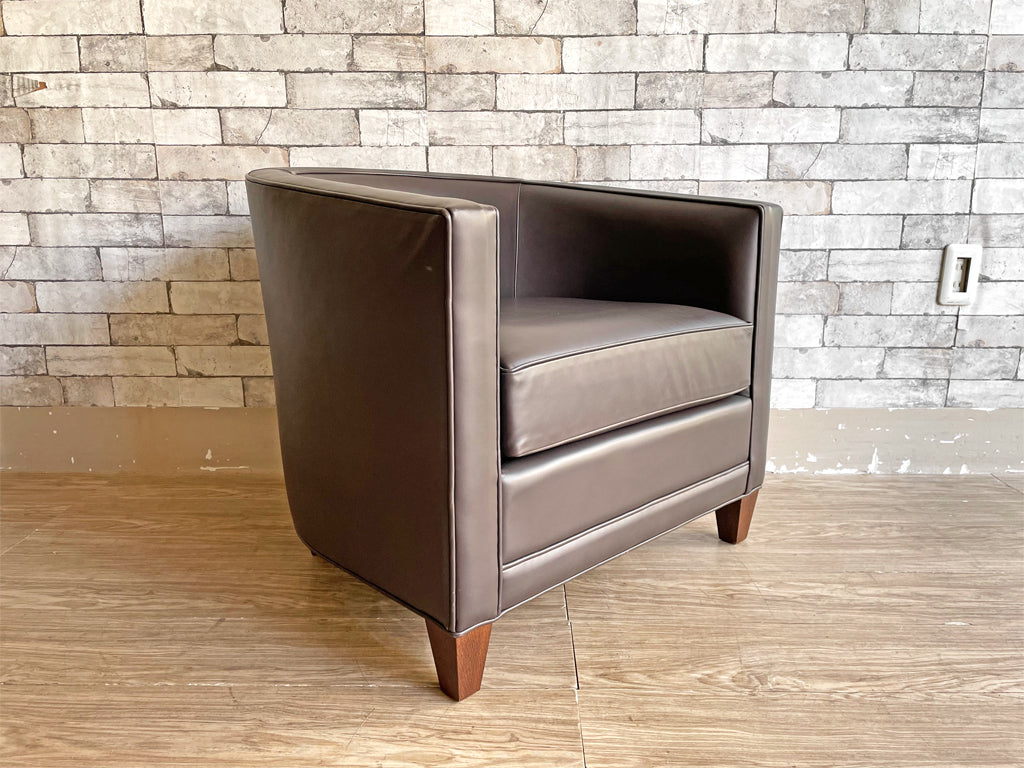 カッシーナ Cassina IXC. ノルマンディドゥー NORMANDIE II ラウンジチェア 1Pソファ 本革 FYランク チョコレートブラウン フィリップユーレル 定価￥462,000- 中古品  買い取りしました。