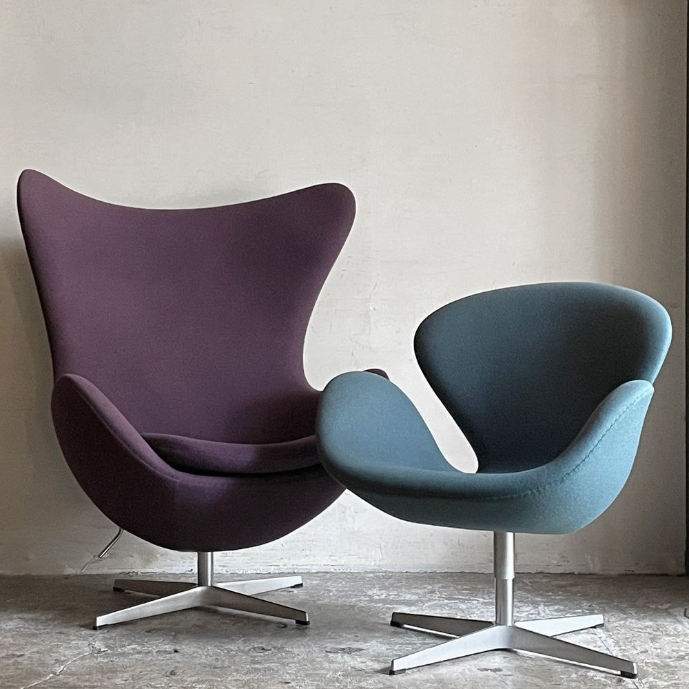 【自由が丘店】リッツハンセン Fritz Hansen エッグチェア Egg chair ラウンジチェア パープル計、スワンチェア SWAN ラウンジチェア グリーン アルネ・ヤコブセン 北欧家具 デンマーク 名作椅子 買取させていただきました。