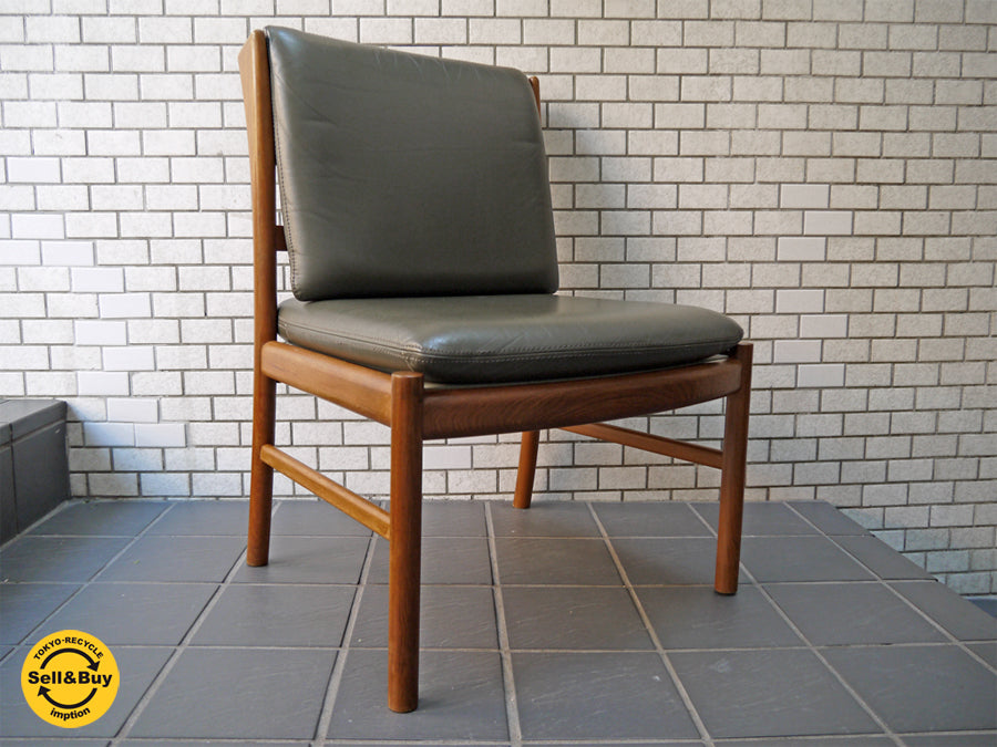 日田工芸 チーク材 ビンテージ アームチェア レザー 本革 北欧スタイル 　中古品 買い取りしました。