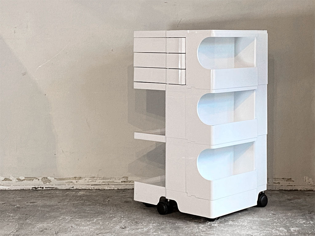 ビーライン B-LINE ボビーワゴン BOBY WAGON ホワイト 3段3トレー アクリルプレート インナートレイ ジョエ・コロンボ Joe Colombo イタリア MoMA 中古品 買い取りしました。