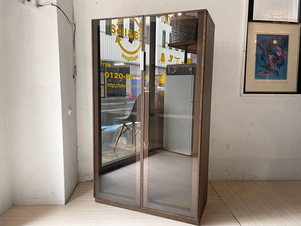 インザルーム in the ROOM ローマン ガラスキャビネット ブックシェルフ ブラウン W80cm シンプルモダン オーク材 中古品 買い取りしました。