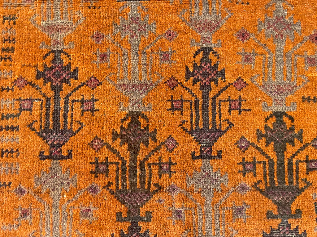 ビンテージ Vintage トライバルラグ バルーチ Bharuch ラグ 絨毯 オレンジ系 イラン アフガニスタン 手織り 幾何学模様 ～最後はラグで仕上げる。～