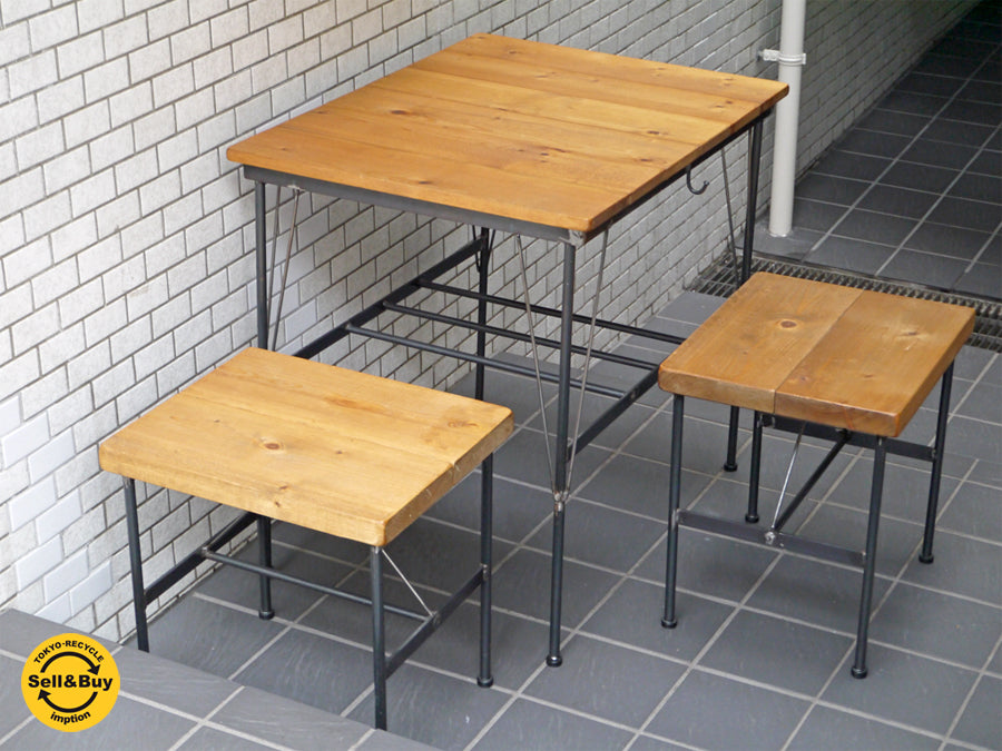 アイアンワークスケー ironworks K ダイニングテーブル＆スツール パイン無垢材 アイアン インダストリアル 　中古品 買い取りしました。