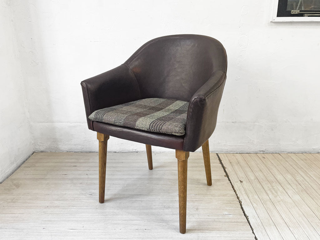トラックファニチャー TRUCK Furnitre BT チェア BT Chair COMBINATION ダイニングチェア ビターブラウンレザー チェックヘリンボーン 中古品 買い取りしました。