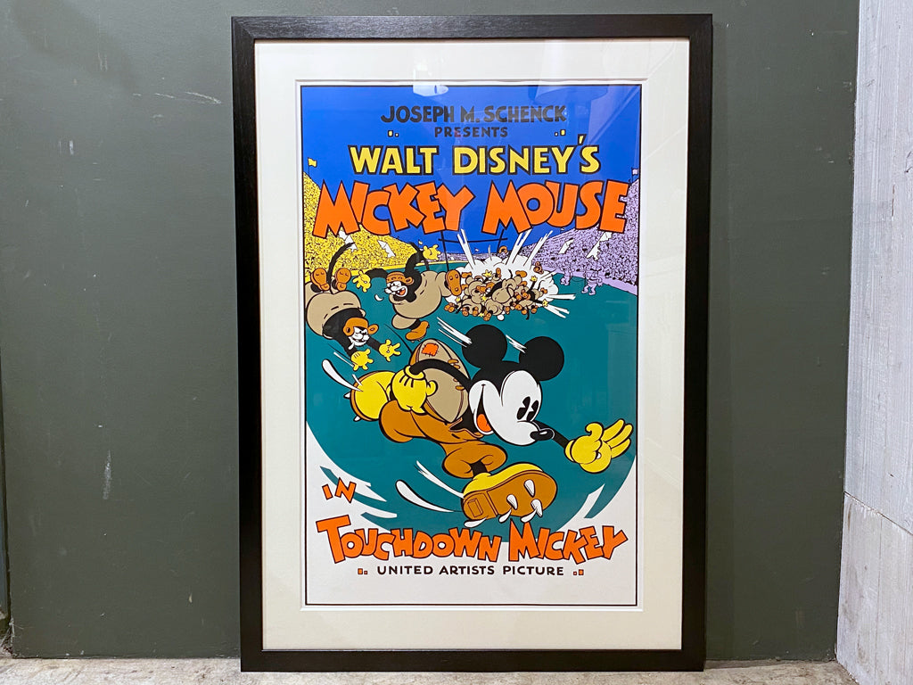 ディズニー Disney ミッキー Mickey タッチダウン ポスター 額装 大判 1932年ディズニー映画 　中古品 買い取りしました。