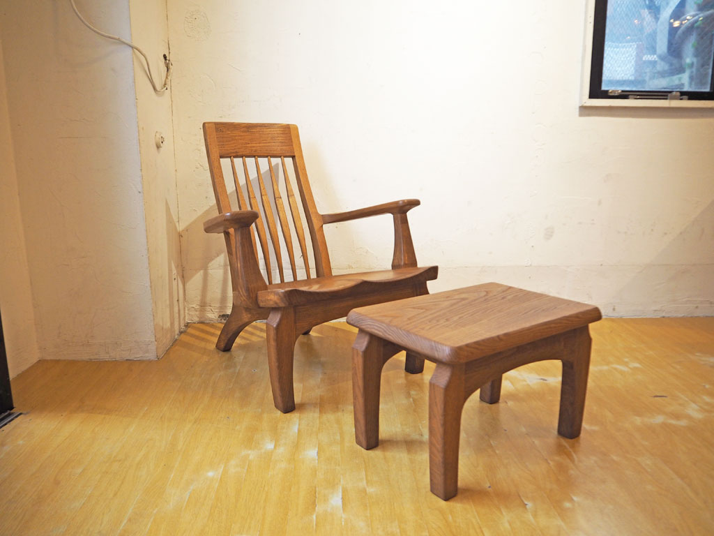 クラフト家具 チーク無垢材 ラウンジチェア Lounge chair オットマンスツール付 Ottoman スツール オイルフィニッシュ 中古品 買い取りしました。