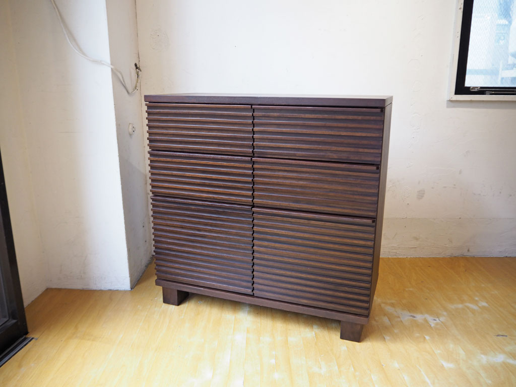 エーフラット a.flat ルーバー Louver キャビネット 上段チェスト 2列3段 アジアンリゾートスタイル 中古品 買い取りしました。