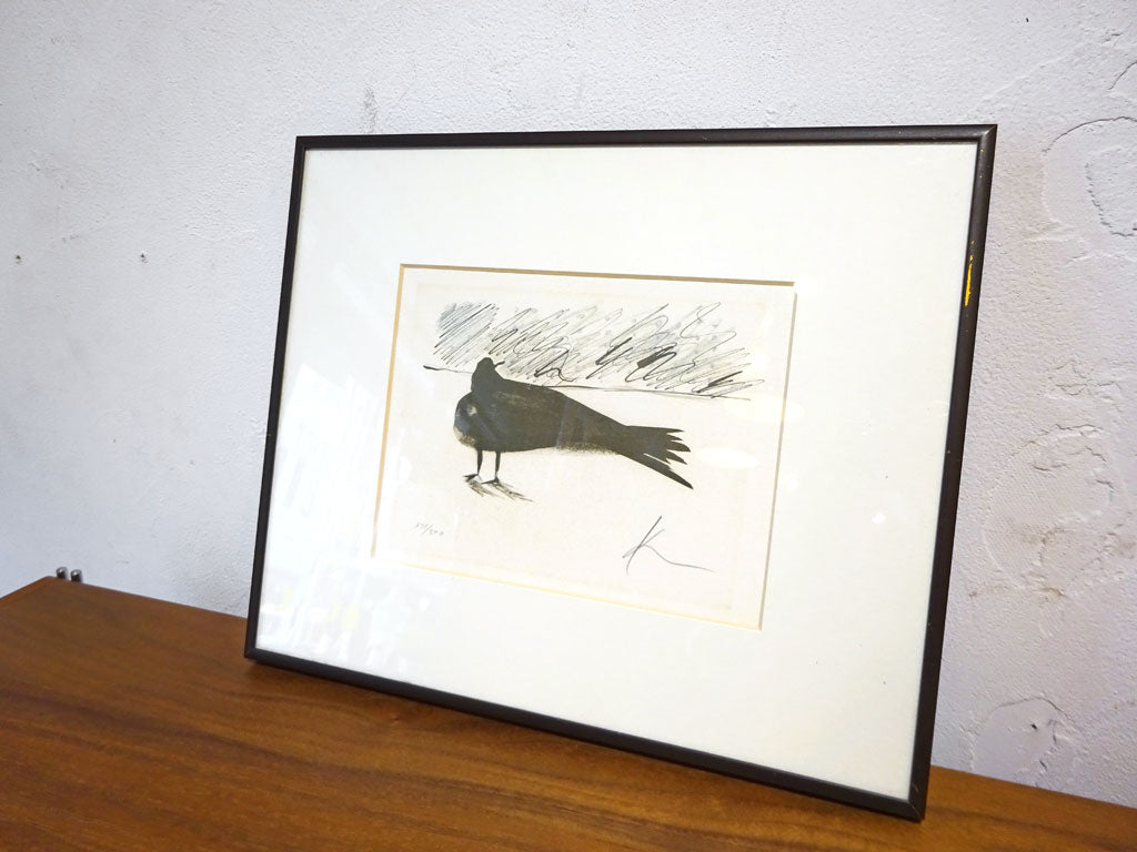 黒田 征太郎 SEITARO KURODA リトグラフ 版画 烏 カラス 額入り 1982年 371/500 エディション 中古品 買い取りしました。