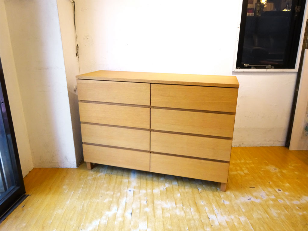 無印良品 MUJI オーク材 ワイドチェスト 脚付き ナチュラル シンプル デザイン 廃盤 中古品 買い取りしました。