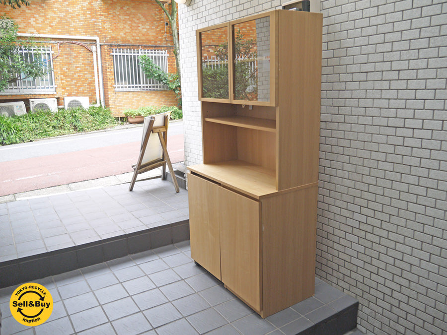無印良品 MUJI タモ材 ナチュラル 木製 カップボード ワゴン付き キッチンボード 食器棚 廃番 　中古品 買い取りしました！ 自由が丘店 出張買取もお任せください。