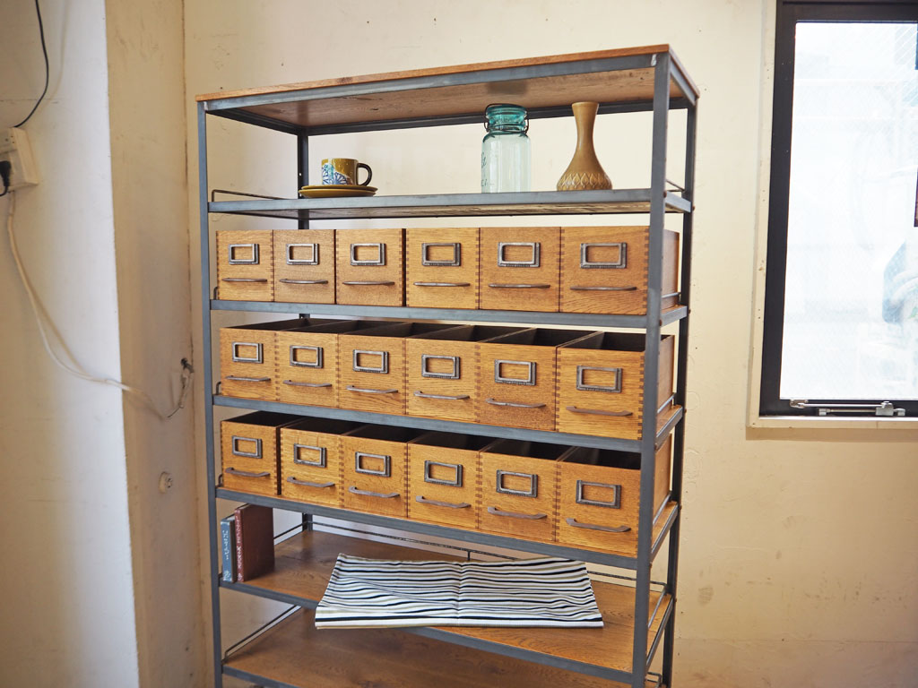 トラックファニチャー TRUCK FURNITURE AG シェルフ 棚板 2枚追加 ＆ 別売 AG ボックス 18個付 楢材 ×アイアン オープンシェルフ ～ 憧れのトラックファニチャーがもっと身近に!!