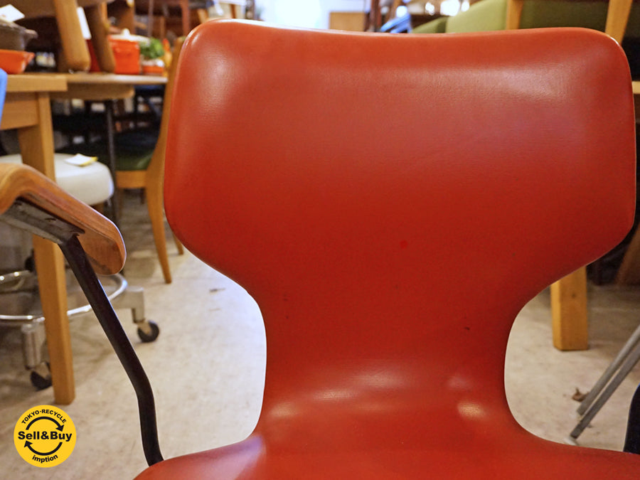 天童木工 TENDO 剣持勇 ビンテージ アーム付 デスクチェア 背プライウッド 昇降＆キャスター付 希少なレッドカラー ～後世まで受け継ぎたくなる特別な1脚～ 【 買取と販売とレンタルのお店 】