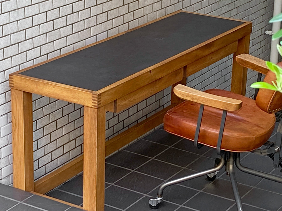 トラックファニチャー TRUCK FURNITURE モールデスク MOLE DESK オーダー品 コンソールデスク ナラ無垢材 レザー天板 ～シンプルな格好良さ～