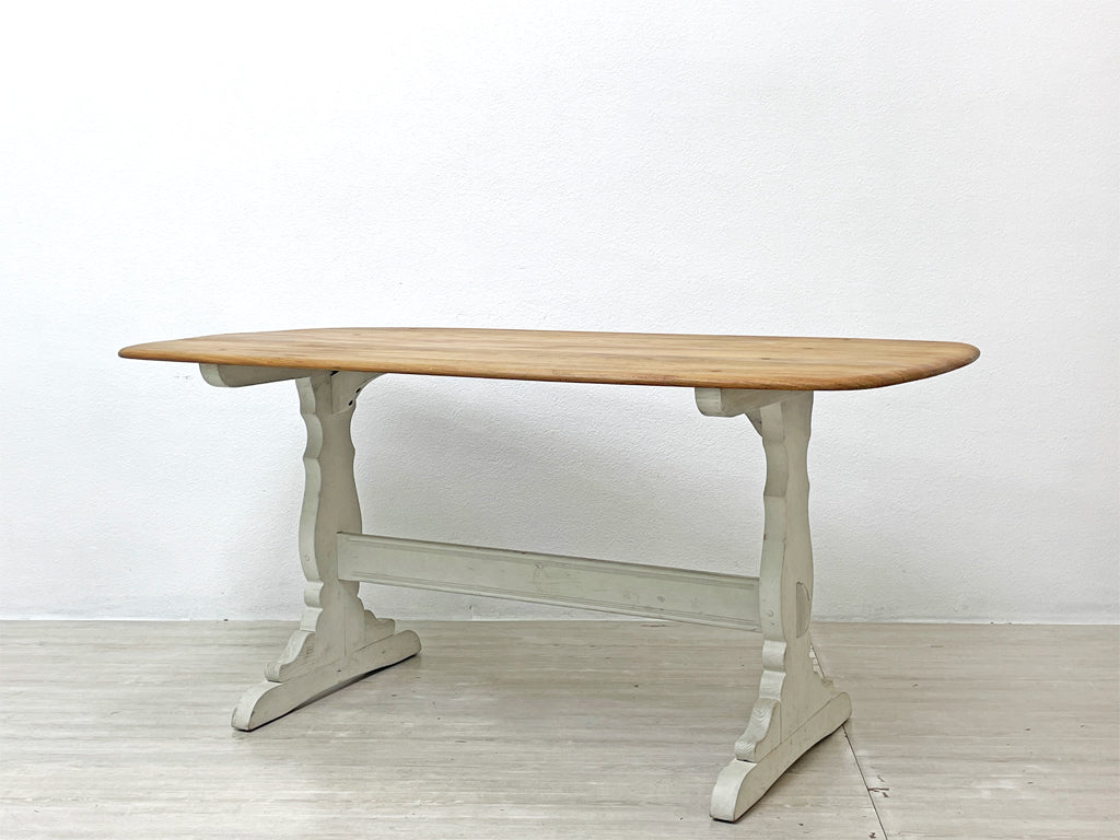 アーコール Ercol オールドコロニアル リフェクトリーテーブル ダイニングテーブル エルム材 ホワイトペイント リメイク リペイント UKビンテージ 英国 中古品 買い取りしました。