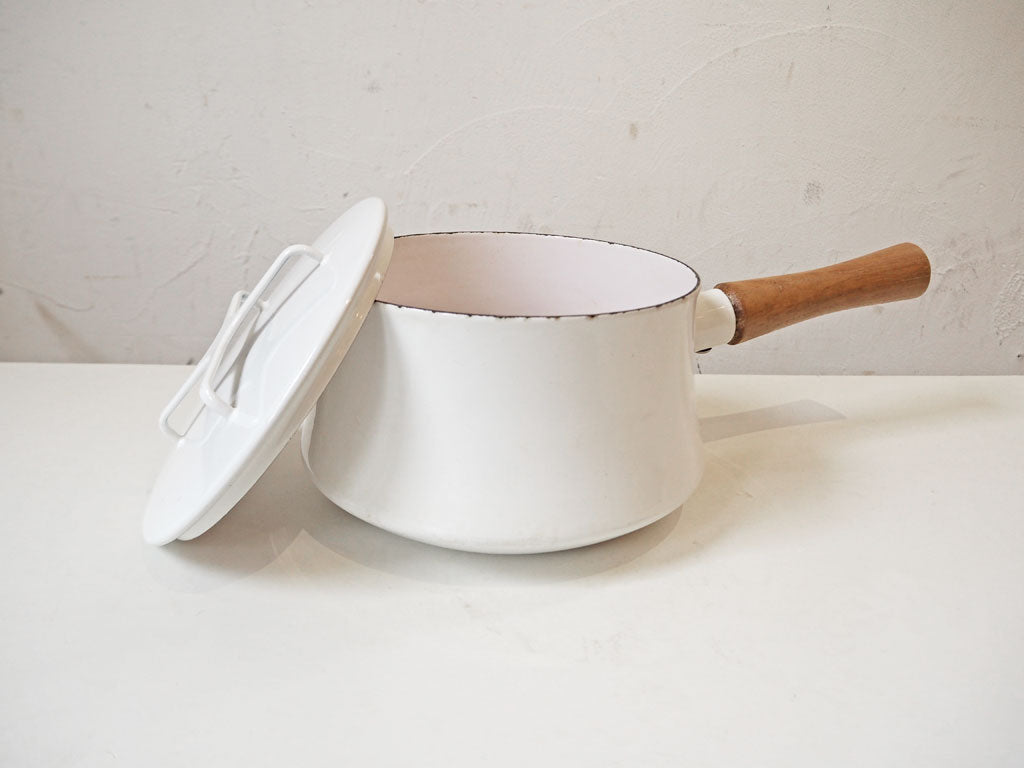 ダンスク DANSK コベンスタイル Kobenstyle 蓋付き ホーロー 深型片手鍋 ホワイト チーク材 イェンス・クイストゴー フランス製 ビンテージ 中古品 買い取りしました。