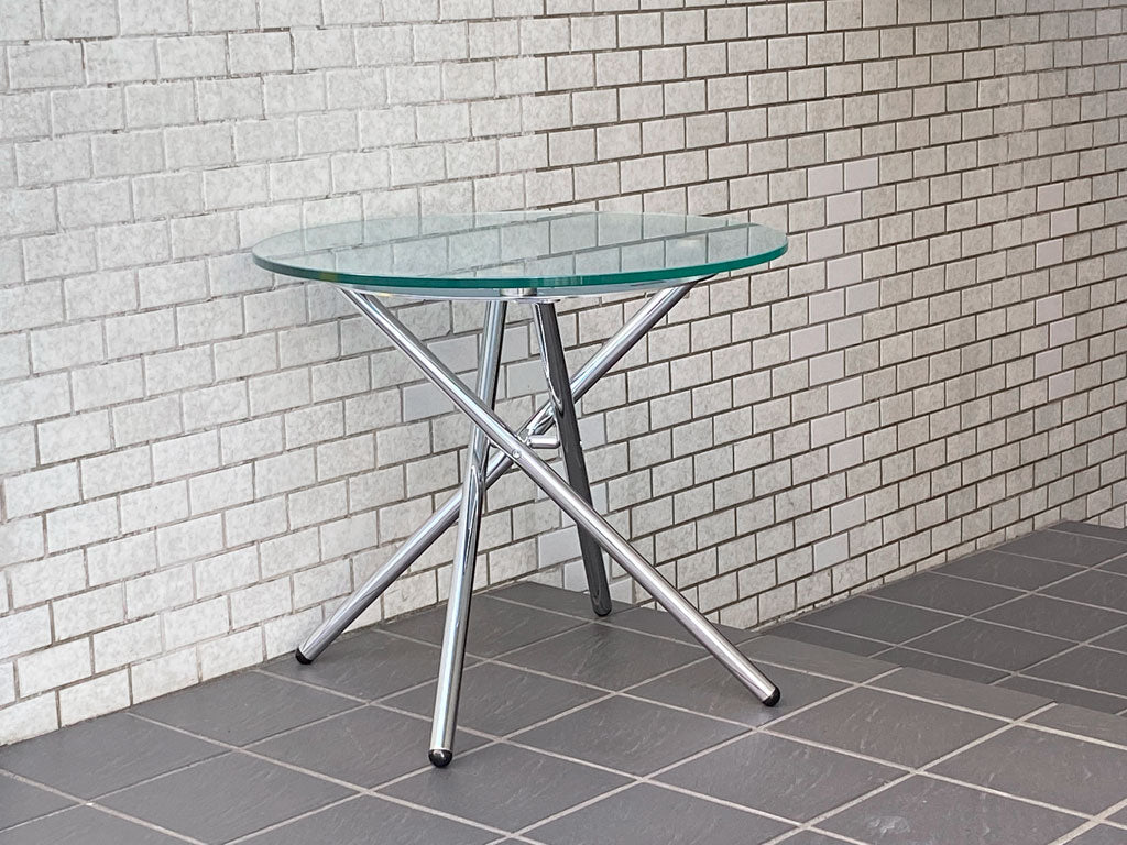 オカムラ OKAMURA RB390 サイドテーブル Glass side table ミーティングテーブル フロストガラス× クロームレッグ 定価￥320,540- 中古品 買い取りしました。