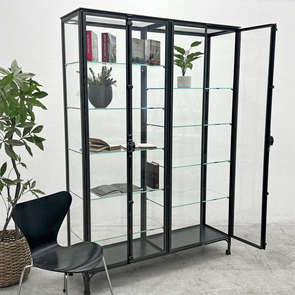 フランスビンテージ french vintage アイアン ガラスキャビネット キュリオケース 観音開き DEMODEMIX取扱～品格と存在感をあわせ持つキャビネット～