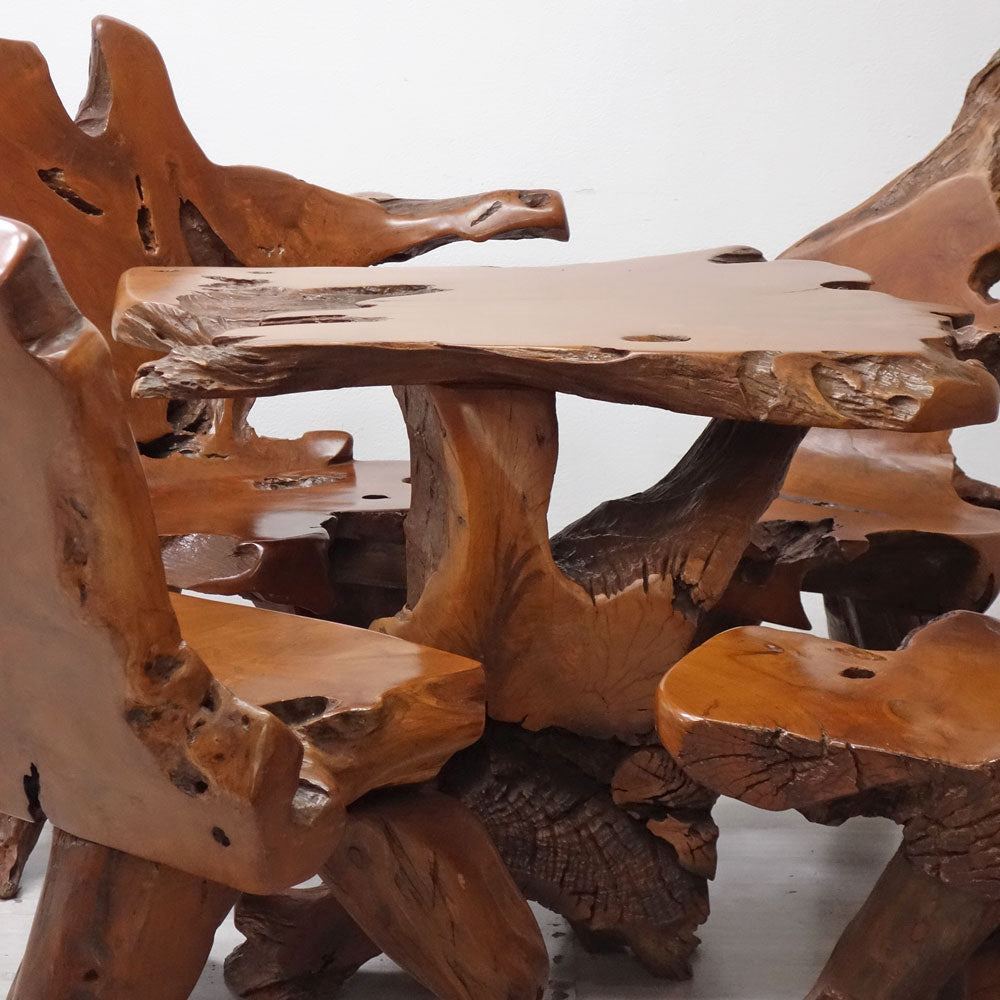 クラフトファニチャー Craft furniture チーク無垢材 原木 ダイニングテーブル カフェテーブル ダイニングチェア 一枚板 天然木 プリミティブ ～深い深い森の中に～
