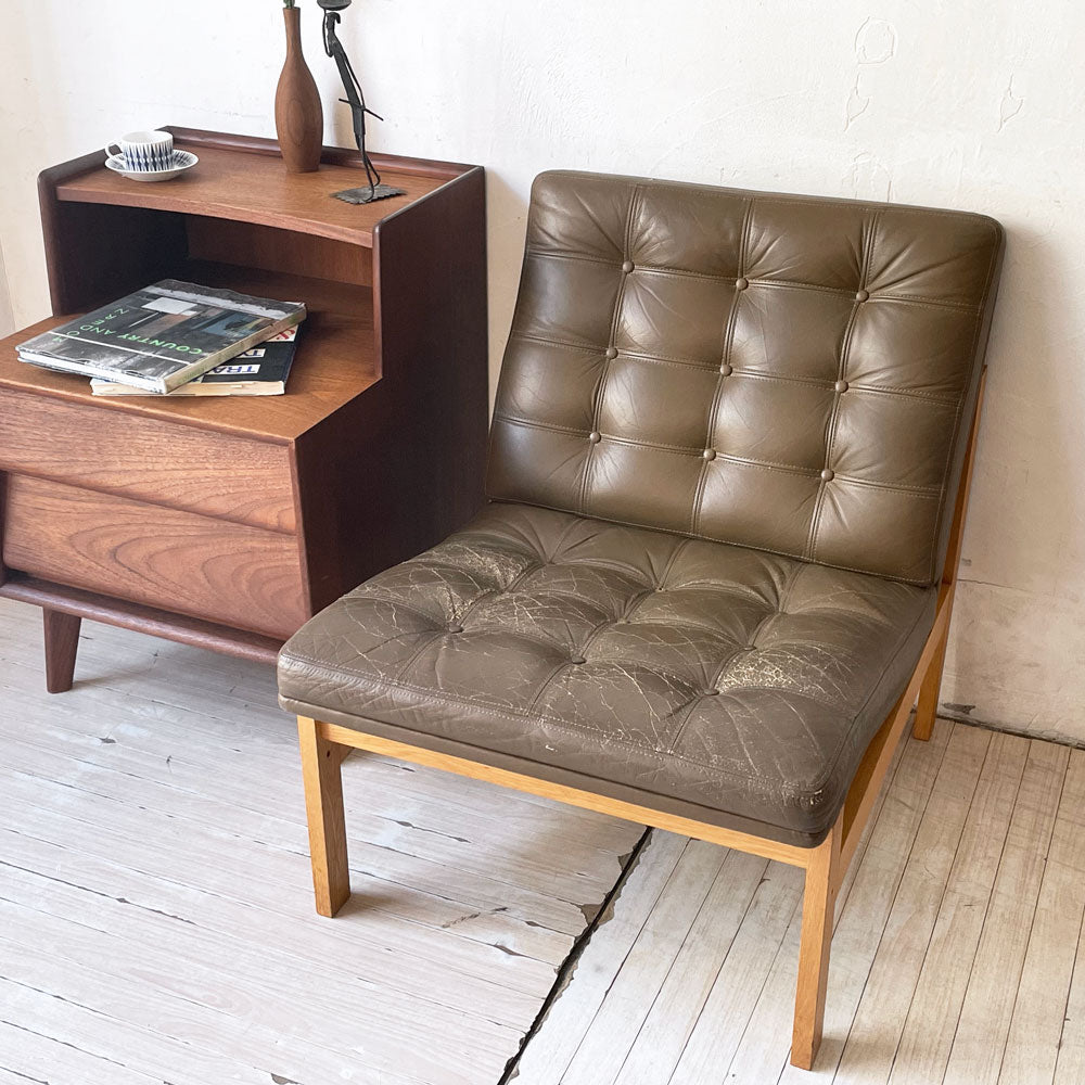 【下北沢店】カド CADO ビンテージ イージーチェア モジュラーチェア オーク材 レザー 本革 Ole Gjerlov-Knudsen & Torben Lind デンマーク 北欧家具 買取させていただきました。