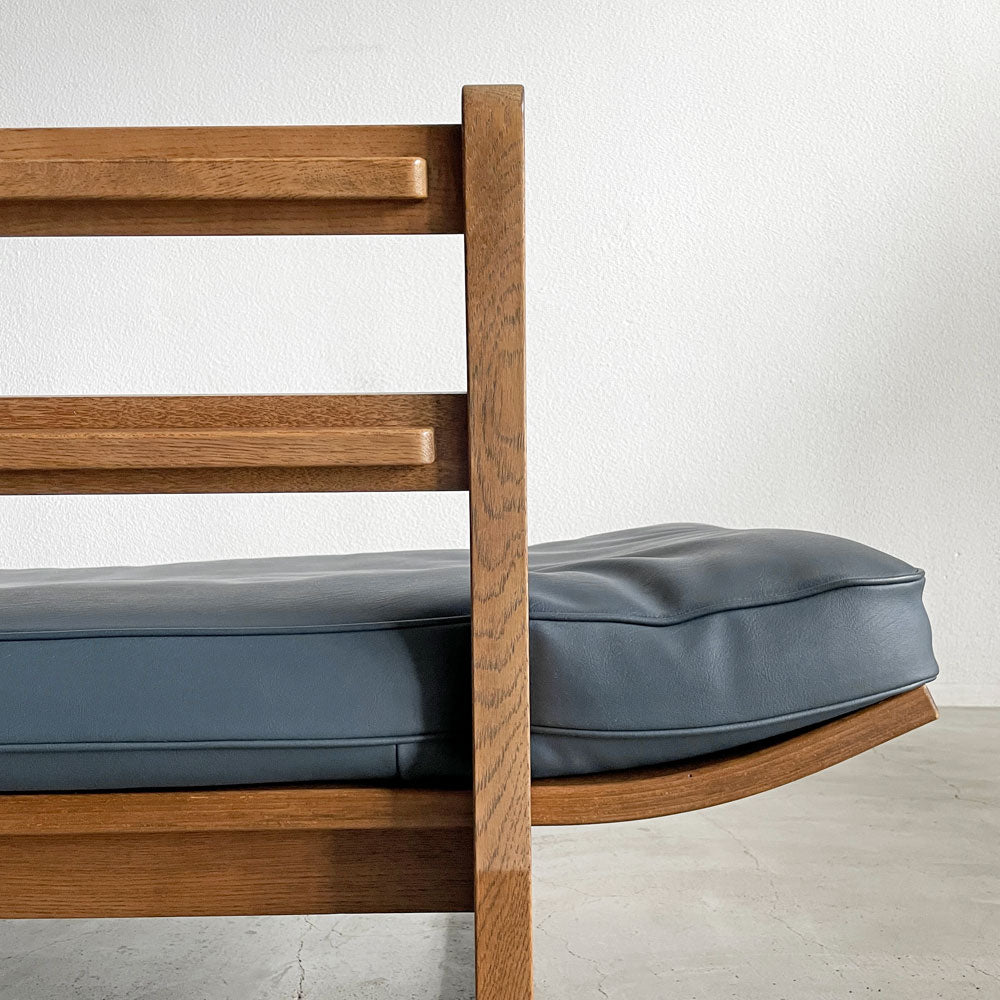 カンディハウス CONDE HOUSE アルプ ALP LD ソファベッド 3Pソファ W185cm オーク材フレーム 合成皮革シート ブルー系 旧インテリアセンター ～ 二刀流を楽しんで ～