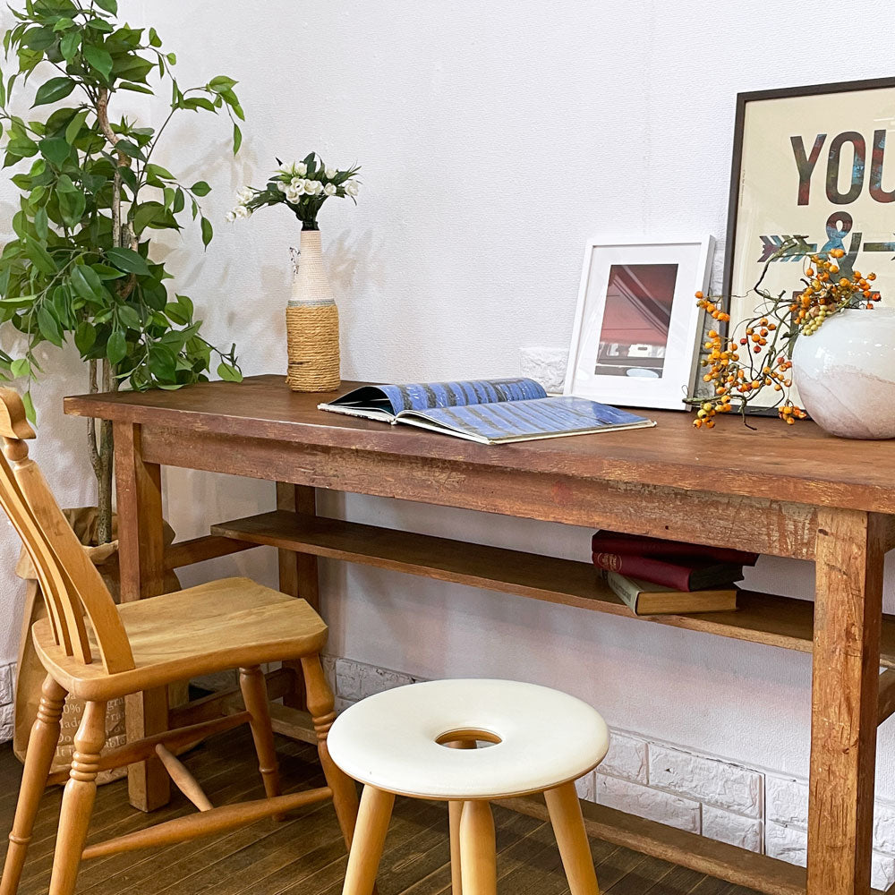 ビンテージ Vintage 木製 ワークテーブル コンソールテーブル アトリエテーブル 作業台 約 w150cm 店舗什器 ～ あたたかな経年美と暮らす。
