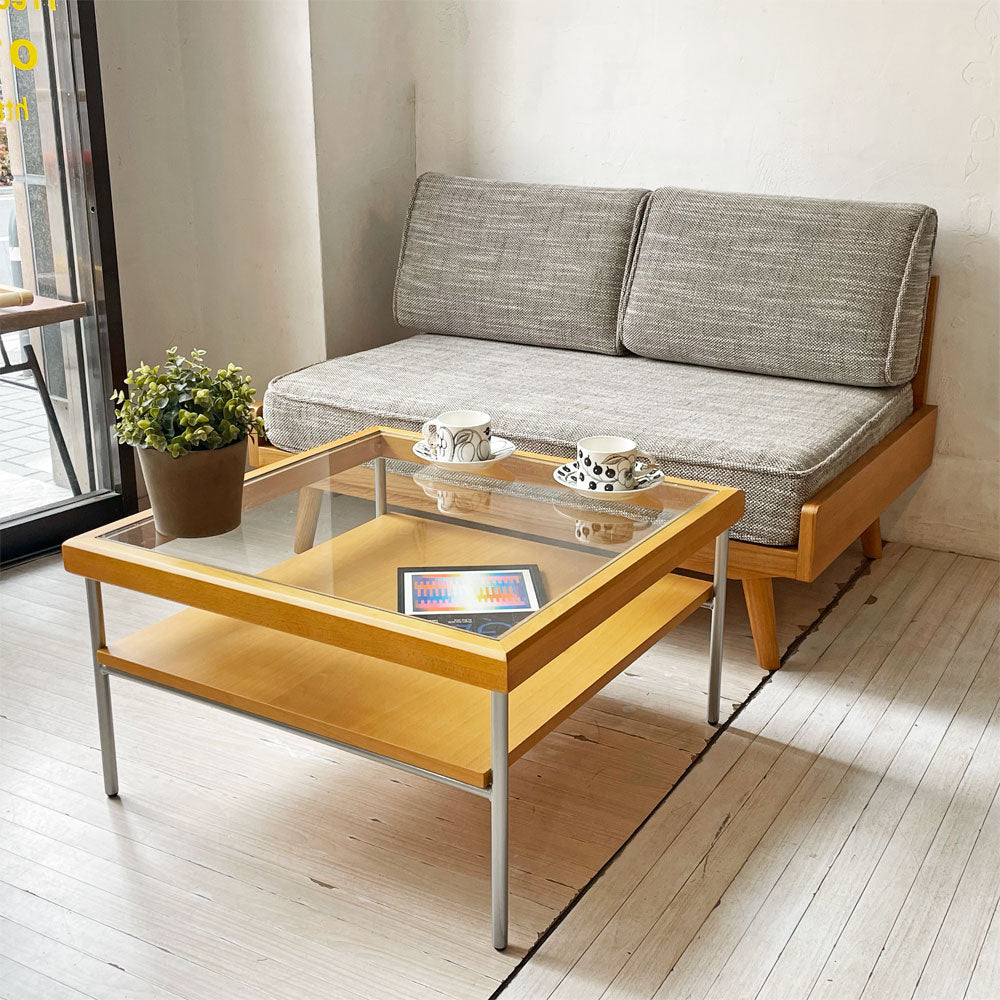 【下北沢店】ウニコ unico グリフ GRIFU ローテーブル センターテーブル ビーチ材 ガラストップ スチール ミッドセンチュリーデザイン 買取させていただきました。