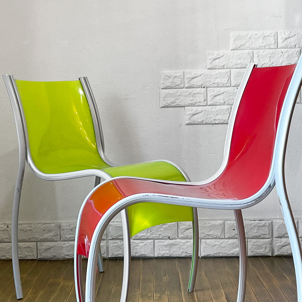 【経堂店】カルテル Kartell FPE chair スタッキングチェア ダイニングチェア アルミ ポリプロピレン グリーン ＆ レッド ロンアラッド イタリアモダン 廃番 買取させていただきました。