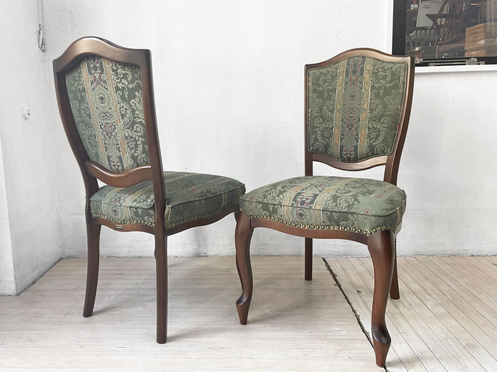 マルニ木工 maruni マキシマム MAXIMUM ダイニングチェア ジャンヌチェア アームレス ビーチ材 猫脚 張地#3691 MB クラシカルスタイル  中古品 買い取りしました。