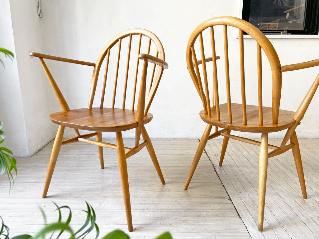アーコール Ercol フープバック アームチェア ダイニングチェア 6本タイプ エルム材 UKビンテージ 英国 中古品 買い取りしました。