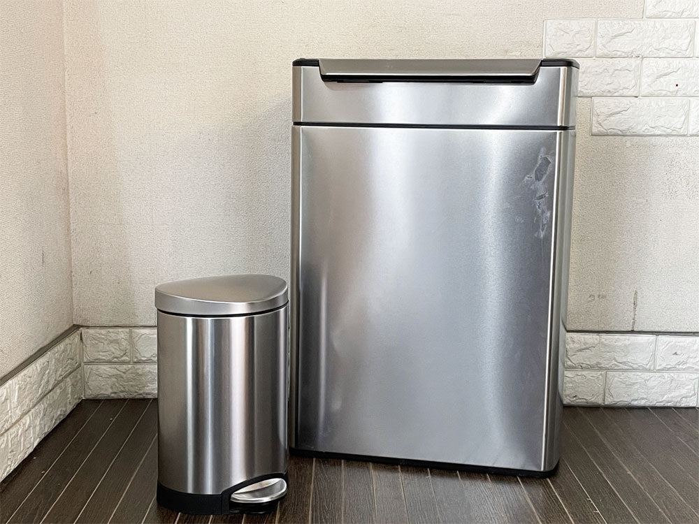 シンプルヒューマン Simple Human セミラウンド ステップダストボックス 6L & レクタンギュラー タッチバーダストボックス 48L ステンレス  中古品  買い取りしました。