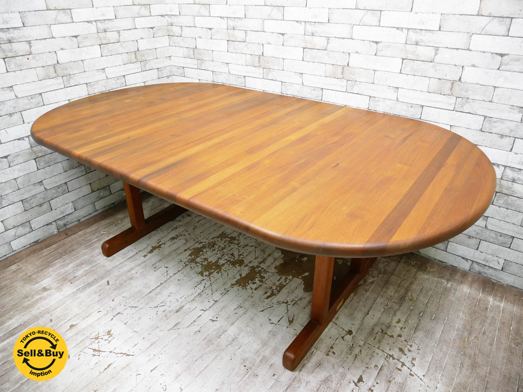 デンマーク ビンテージ Danish vintage チーク無垢集成材 エクステンション EX ダイニングテーブル オーバル 拡張天板欠品 北欧家具  中古品 買い取りしました。